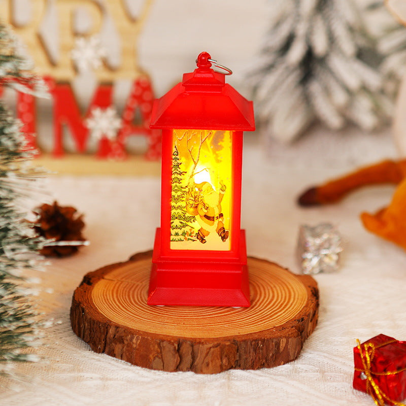 Nostalgische LED Weihnachtslaterne mit beweglichem Santa-Motiv Brehn