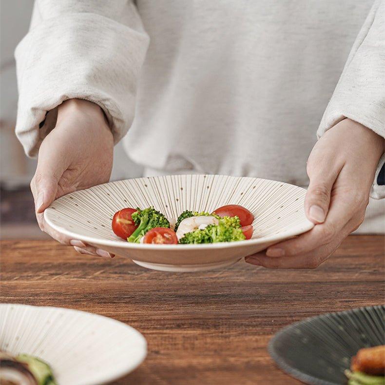 Handgefertigte japanische Mino Ware Keramische zerknitterte Teller | Brehn