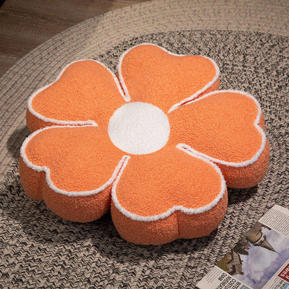 Gepolstertes Sitzkissen in Blumenform mit Kunstleder‑Mittelstück und flauschiger Randpolsterung