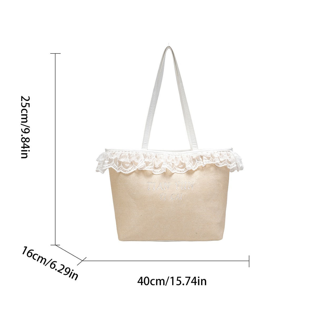 Elegante Leinen-Tasche mit Spitzenbesatz Brehn