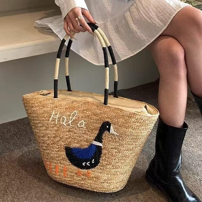 Handgefertigte Tasche mit Kreativer Tierstickerei Brehn