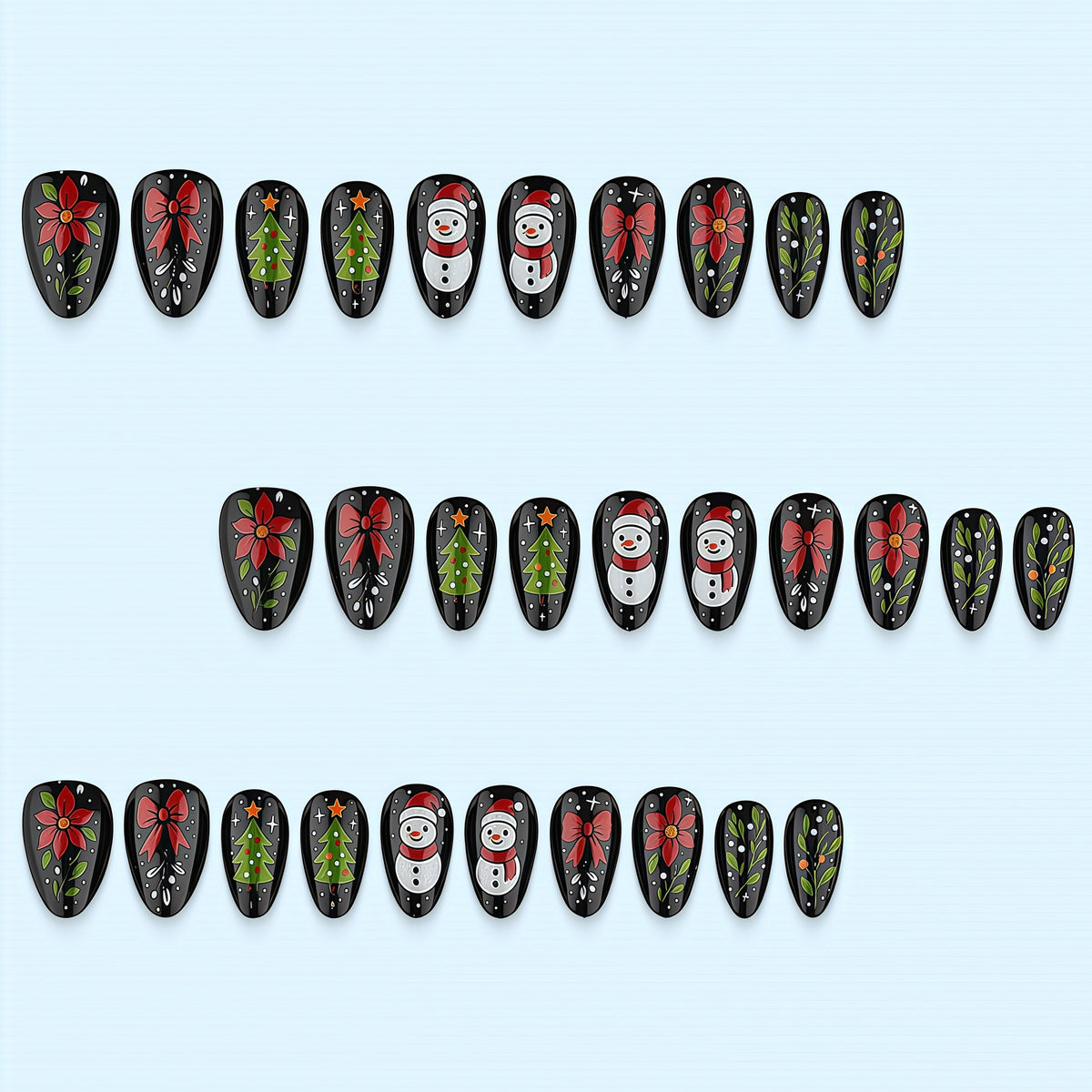 Kunstnagelset mit festlichem Weihnachtsdesign Brehn
