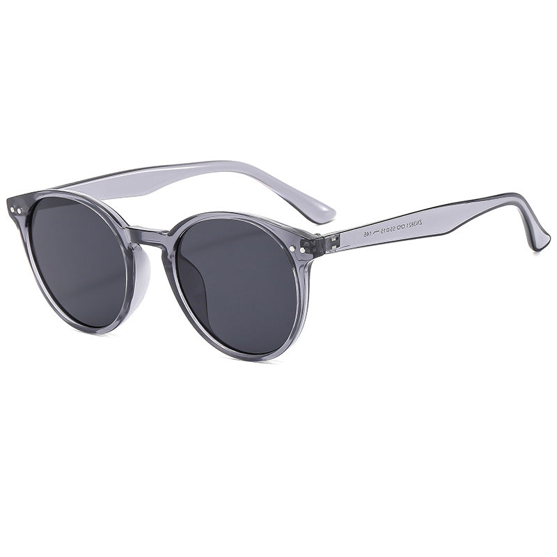 Damen modische runde Sonnenbrille mit transparentem Rahmen und UV-Schutz Brehn
