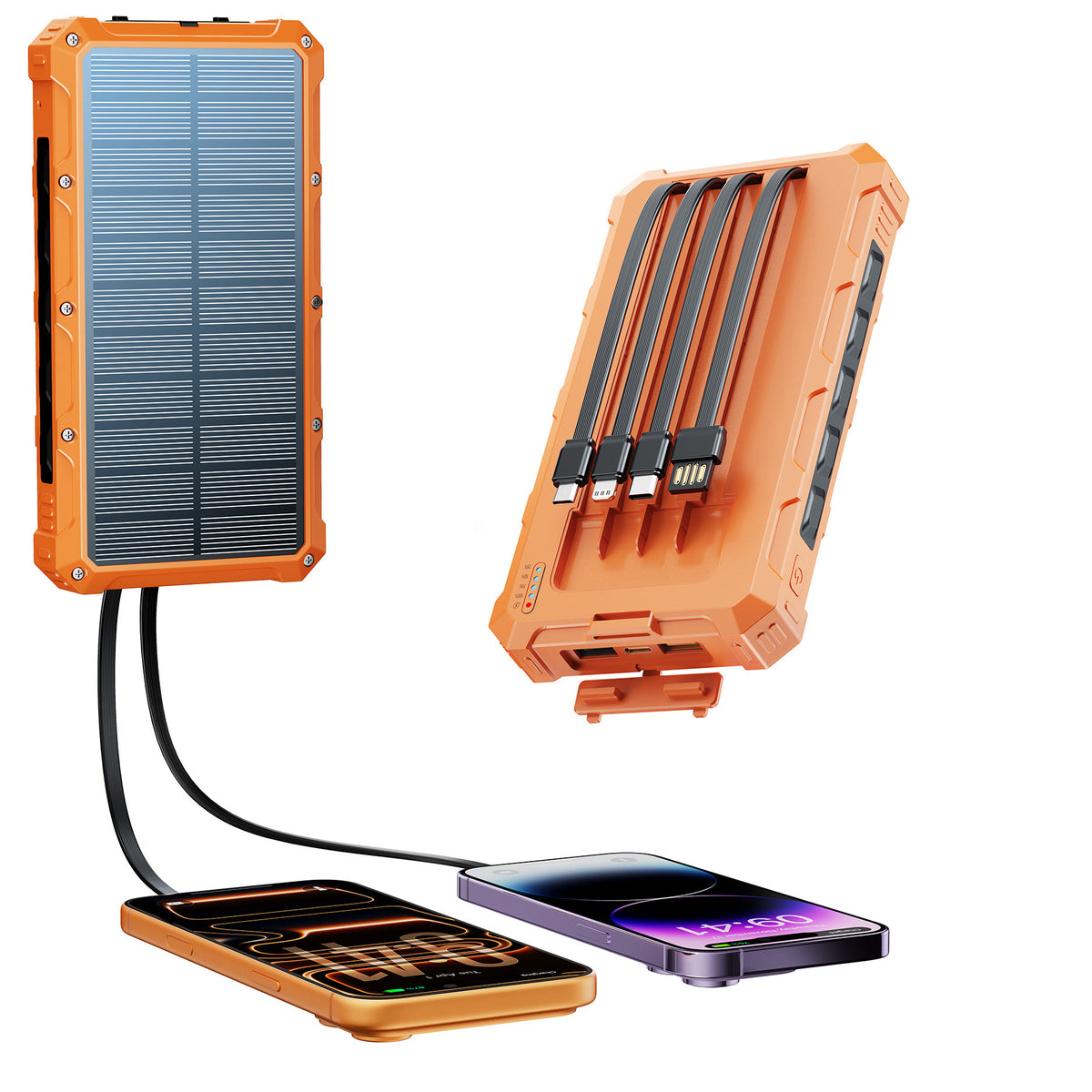 Solar Powerbank mit Multifunktionalem Anschlusssystem und Schnellladefunktion Brehn