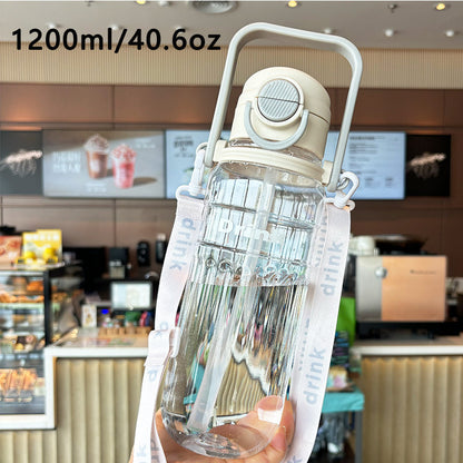 Damen große transparente Trinkflasche mit integriertem Tragegriff Brehn