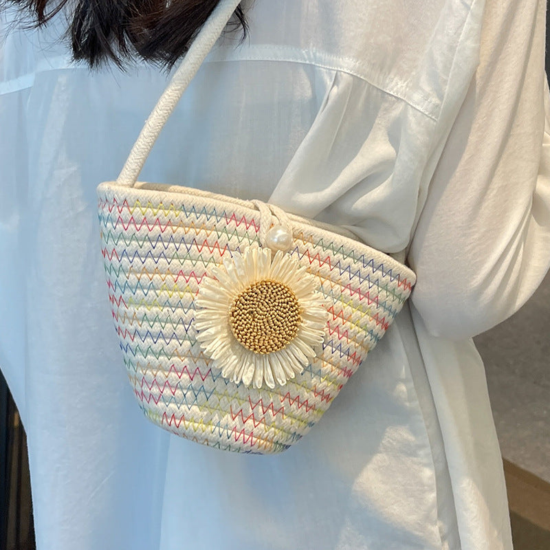 Dekorative Flora Woven Bucket Bag