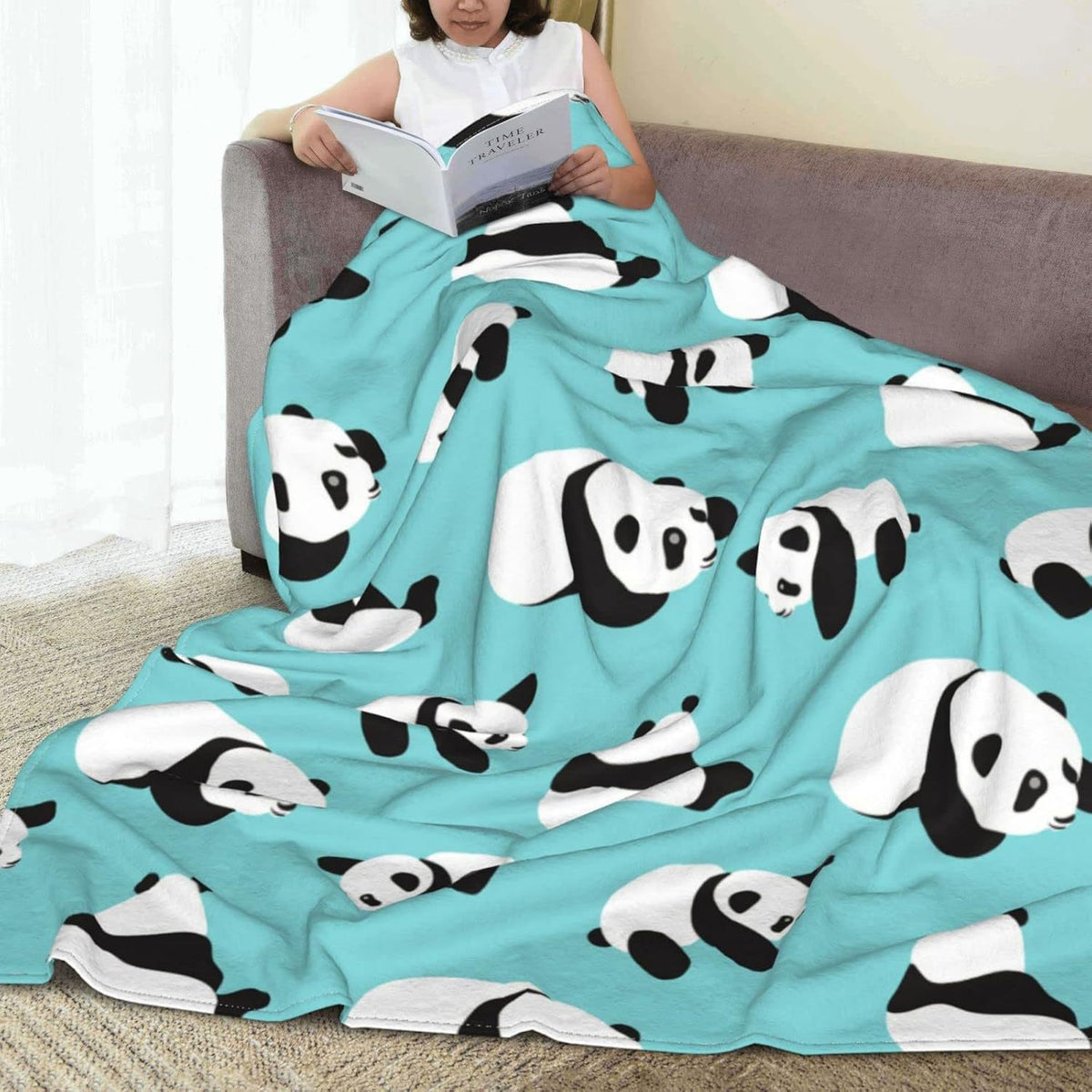 Panda- Thema Weiches Plüsch-Werferdecke