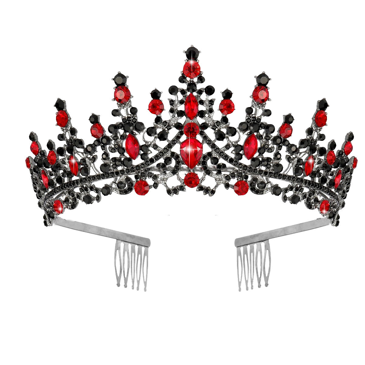Damen Opulente Tiara mit schwarzem Kristallbesatz Brehn