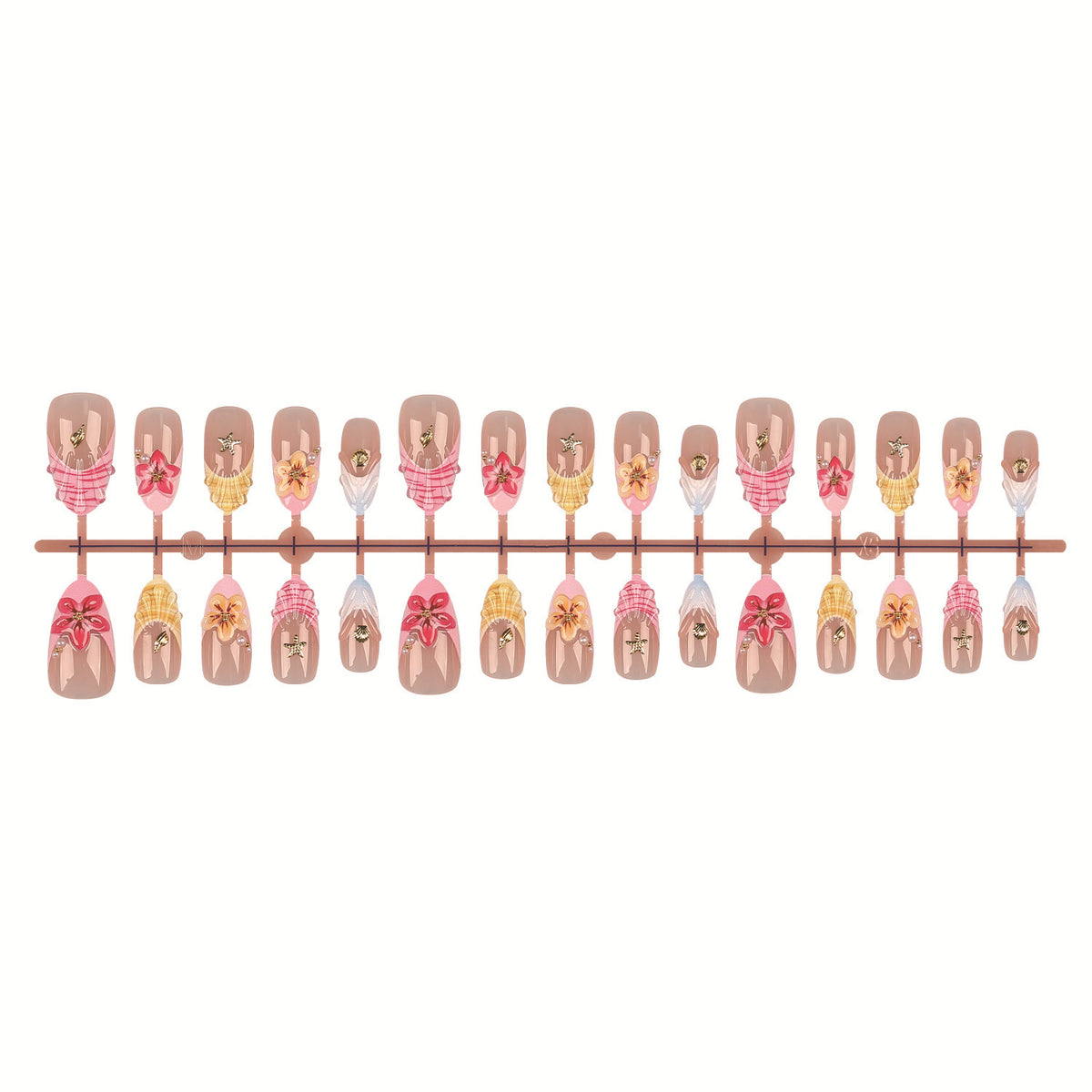 Künstlerisches Florales Press-On Nagelkunst Set