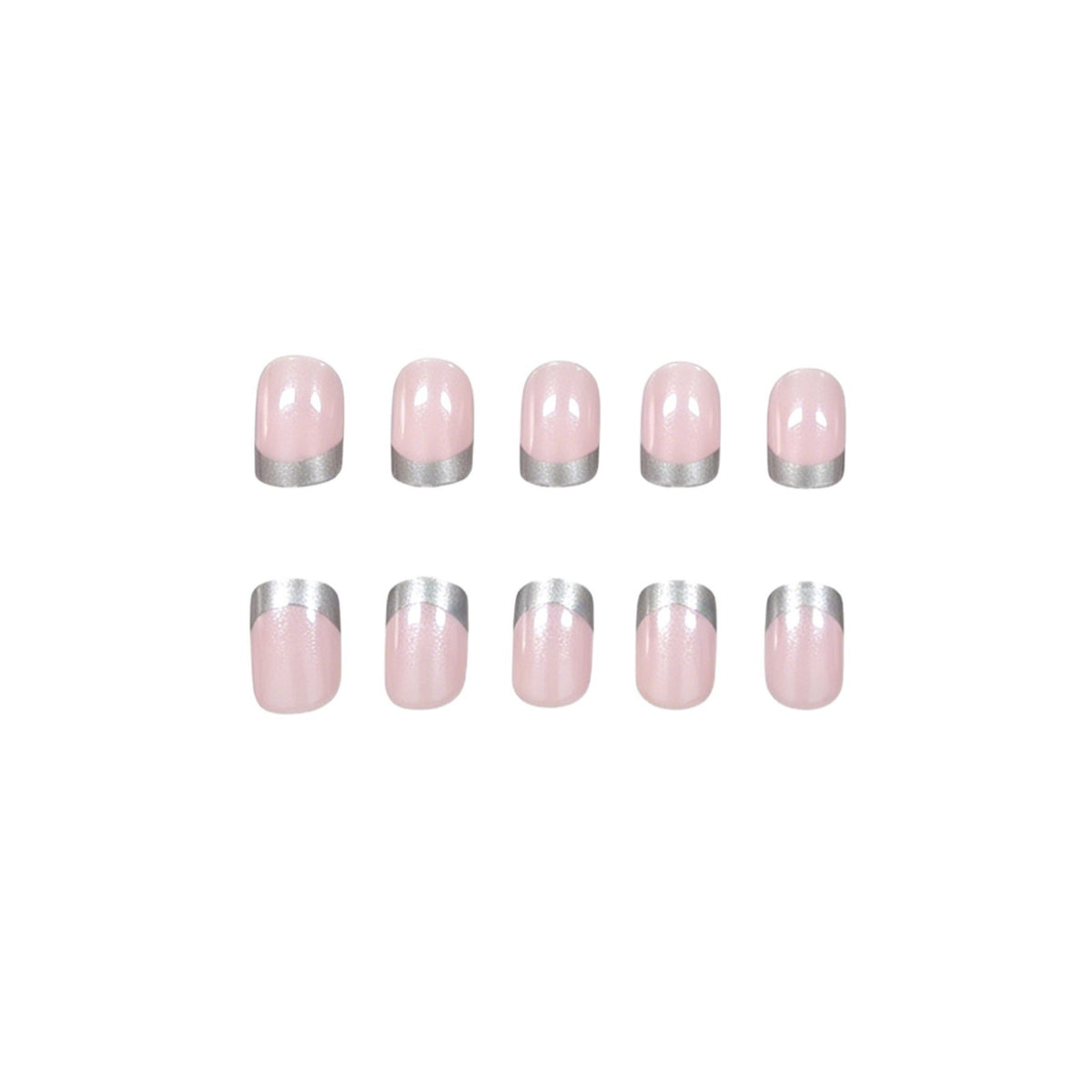 Elegantes silbergetipptes Acryl-Nagelset Brehn