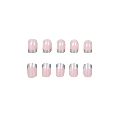 Elegantes silbergetipptes Acryl-Nagelset Brehn