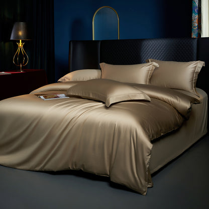 Premium Glatt-Mulberry-Feel Satin Bettwäsche-Set mit verstecktem Reißverschluss und tiefen Taschen Bettlaken