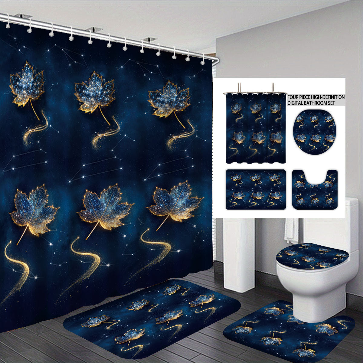 Herbstblätter digitales Badezimmer-Set Brehn