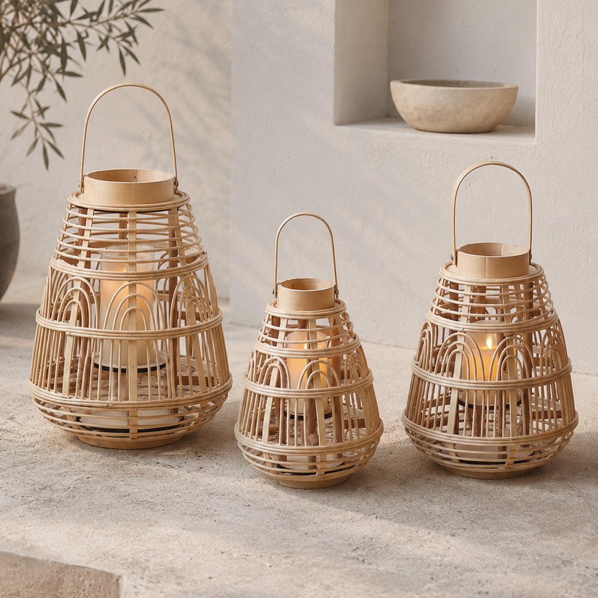 Rustikale Rattan-Laterne Brehn