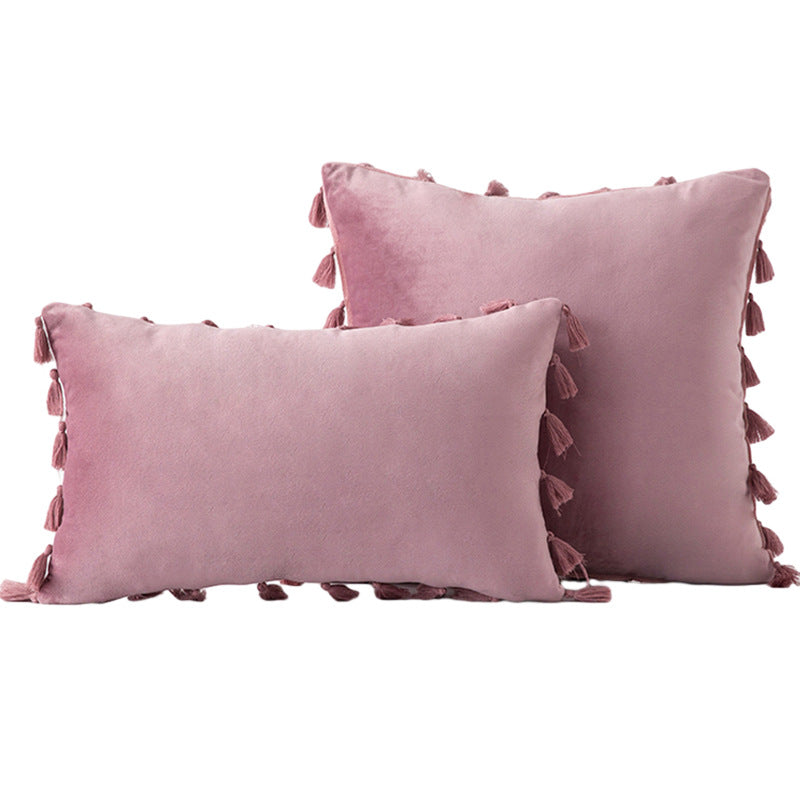 Velvet Quaste-Trim Quadrat und Lenden Dekokissen Set