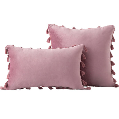 Velvet Quaste-Trim Quadrat und Lenden Dekokissen Set