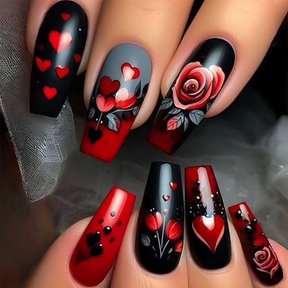 Elegante 3D Blumige und Herz Acryl Nagelkunst Verlägerungen Brehn