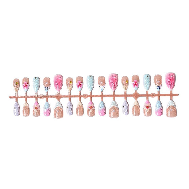 Künstlerisches, floral verziertes Press-On Nagelkunst-Set