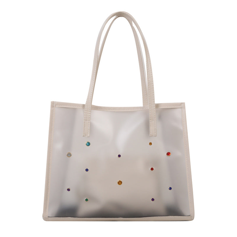 Transparente Mode Tasche mit dekorativen Edelsteinen