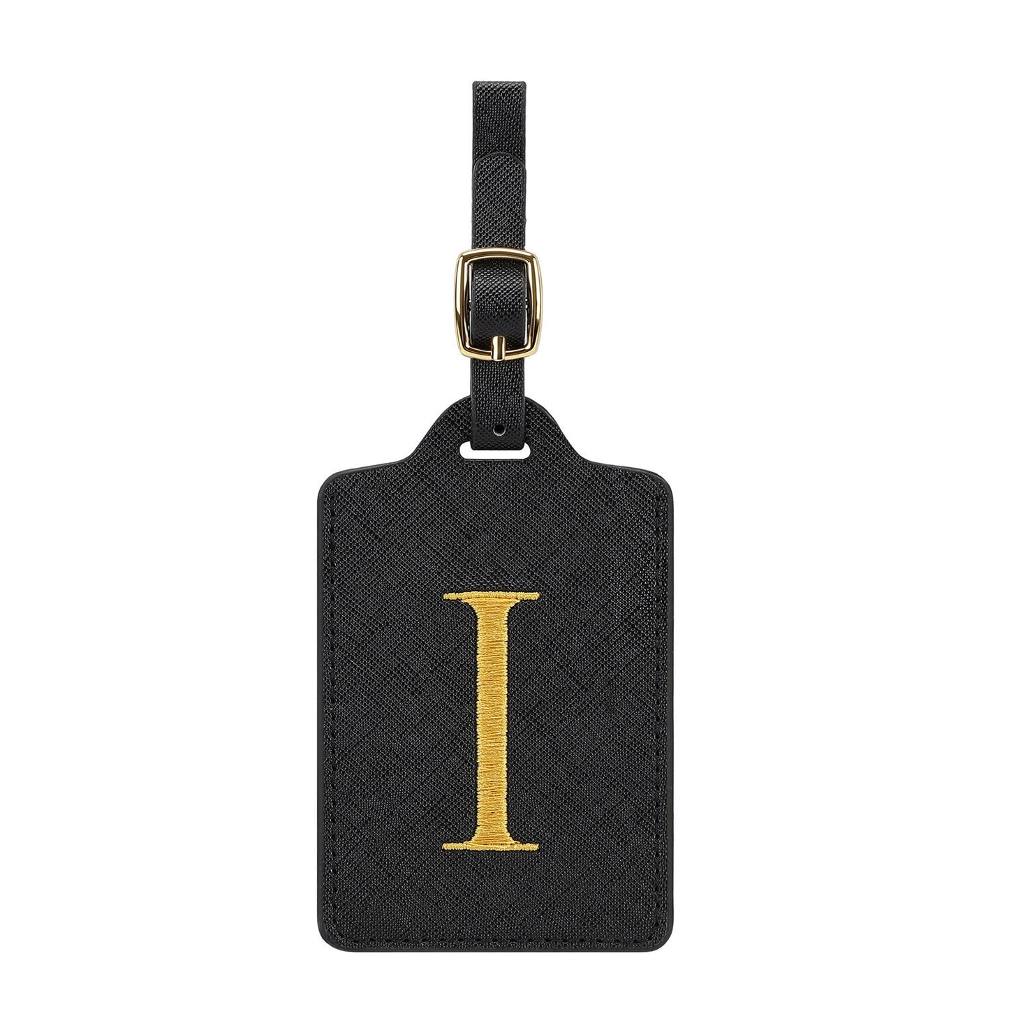 gesticktes Initialen-Monogramm-Leder-Gepäckanhänger mit verstellbarem Schnallenriemen Brehn