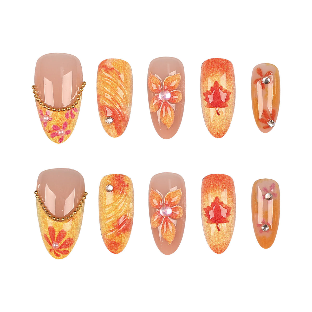 Blumeninspiriertes Press-On Nagelkunstset