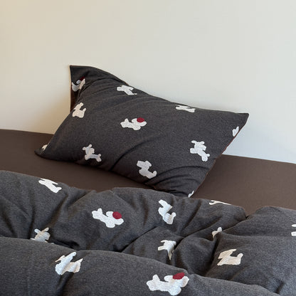 Baumwollmischung Teddy Motiv Bettbezug Set mit Kontrastsaum