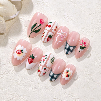 Blumenmotiv Press-On Nagelkunst Set Brehn
