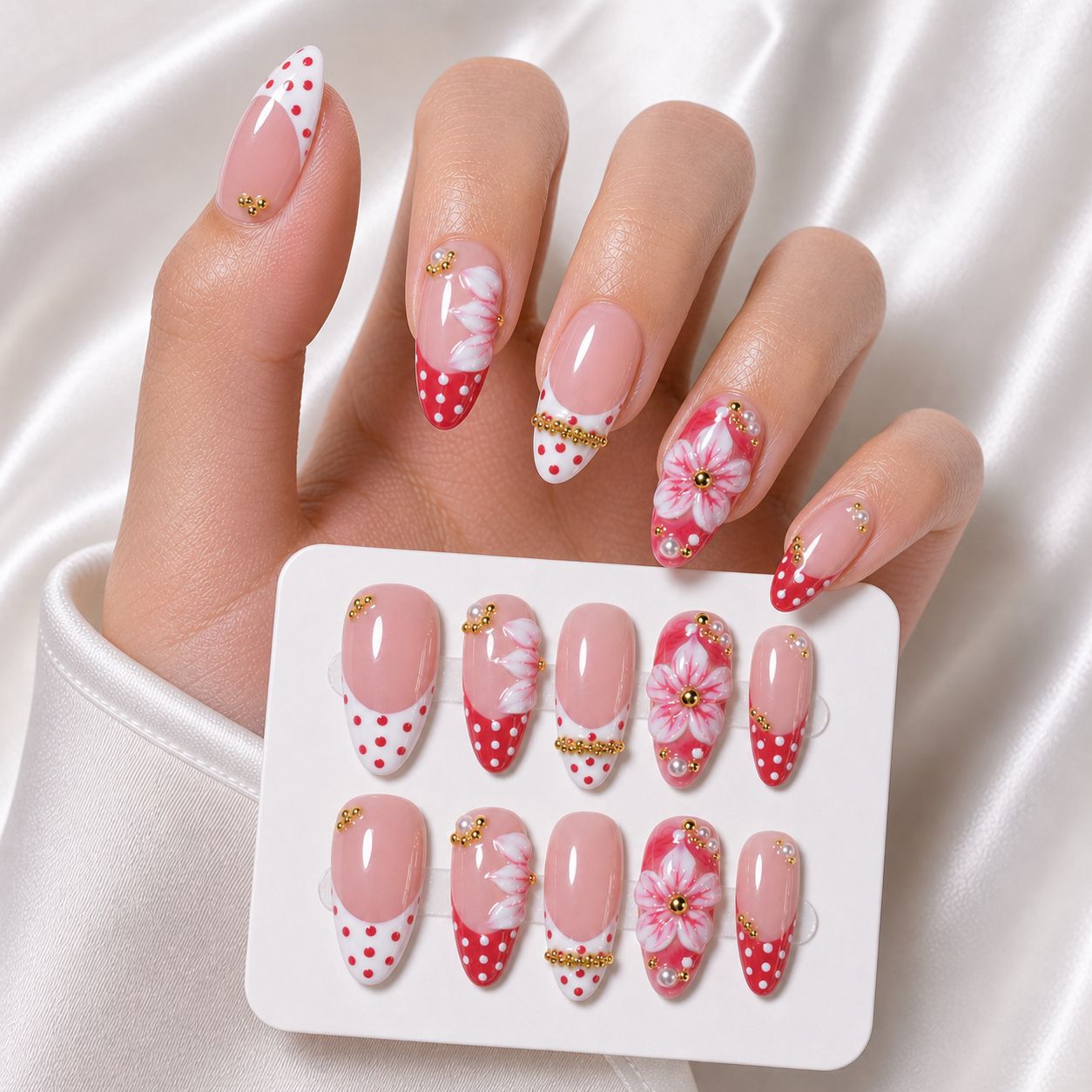3D Floral Nail Art Press-On Set Brehn