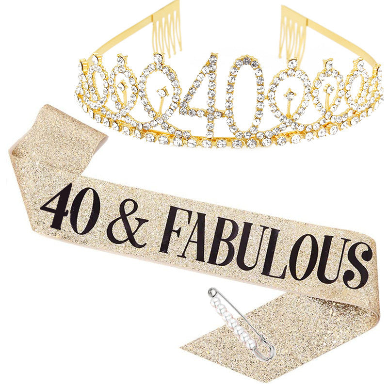Damen Kristallgeburststags-Tiara und Schärpe-Set Brehn