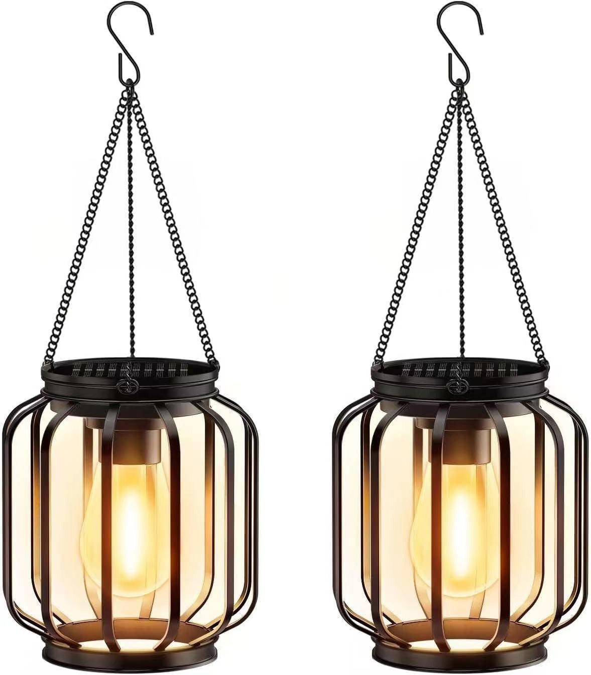 Solar Hängende Außenlaternen mit Vintage-LED-Glühbirne und Metallgehäuse wasserdichte Aufhängung Brehn
