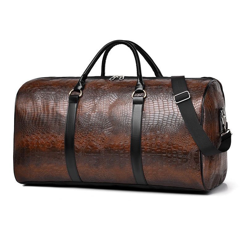Luxuriöse Reisetasche Aus Hochwertigem Kunstleder mit Elegantem Kroko-Muster Brehn