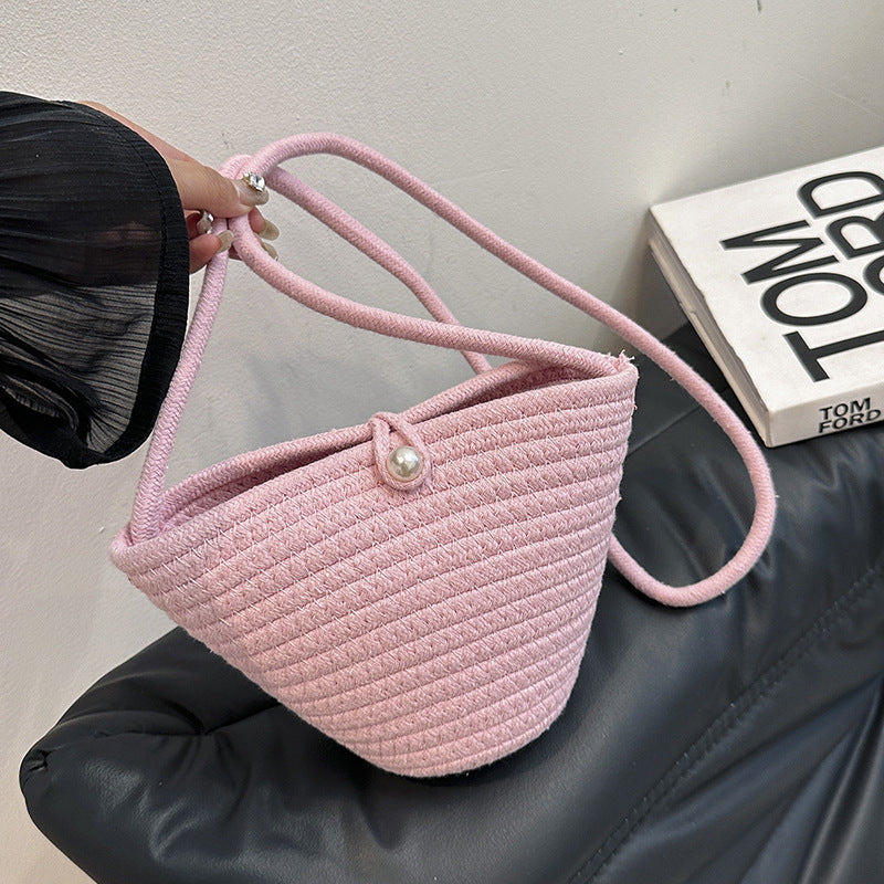 Woven Pearl Akzent Handtasche