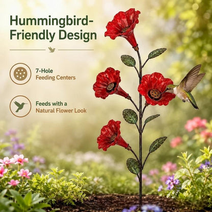 Stabiles Garten-Deko-Büschel mit Blüten und Hummingbird Brehn