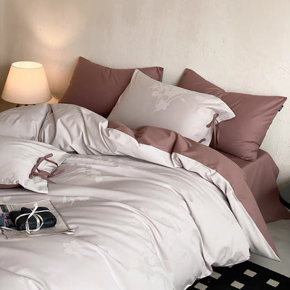 Luxuriöses Wendeduvet-Bezug-Set mit gebundenen Kissenbezügen