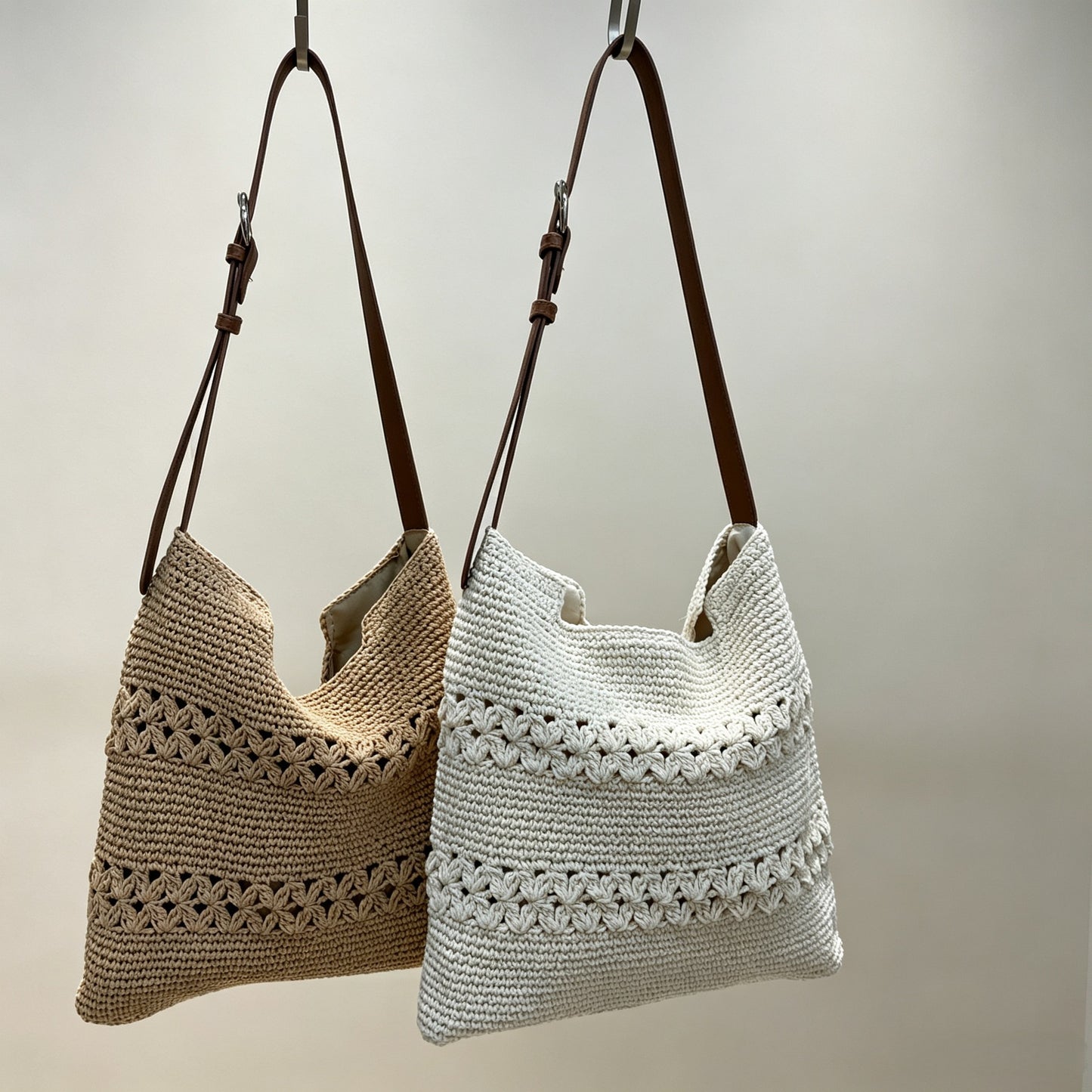 Handgeknüpfte Schultertasche mit Lederträgern Brehn