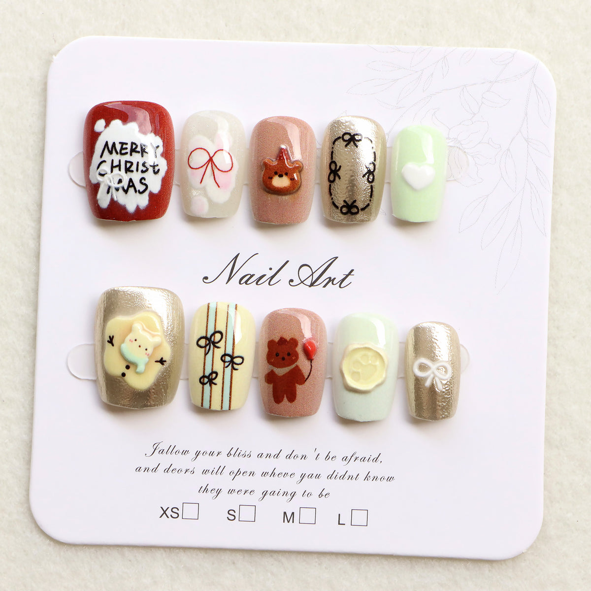 Festliches Thema Press-On Nagelkunst Set Brehn