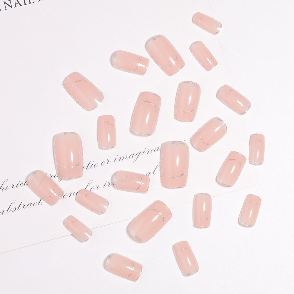 Glitzernde French Tip Press-On Nägel Brehn