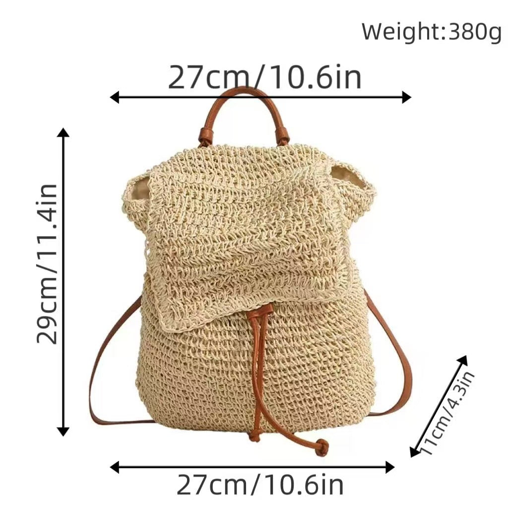 Rucksack mit Handgehäkeltem Design und Robusten Lederträgern Brehn