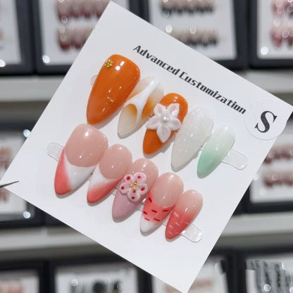 Personalisiertes Blumen-Themen Press-On Nagelkunst Set