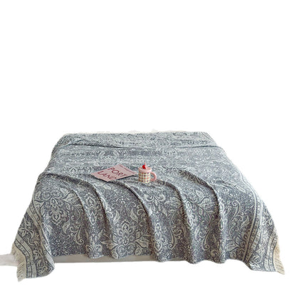 Umkehrbare Jacquard-Fransen-Wurfdecke