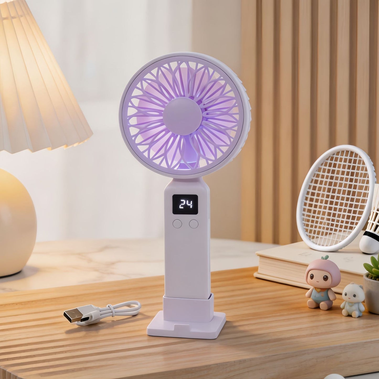 Damen Tragbarer Tischventilator mit Temperaturanzeige Brehn