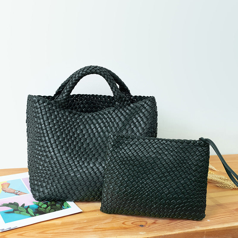 Elegante Geflochtene Handtasche mit Abnehmbarer Clutch Brehn
