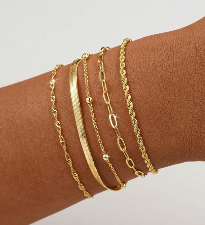 Gestuftes Silberkettchen Armband Set Brehn