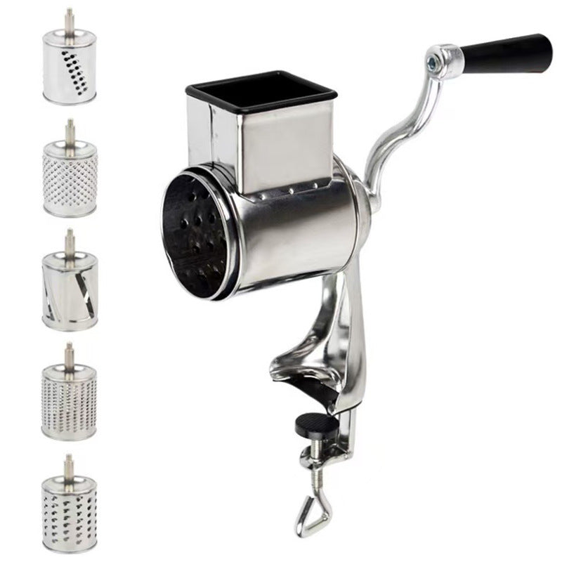 Manual Rotary Nut Grinder with Dual Stainless-Steel Drum Blades and Clamp