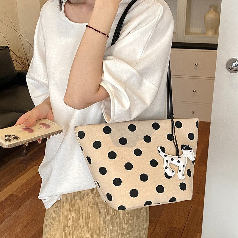 Polka Dot Canvas Schultertasche Brehn