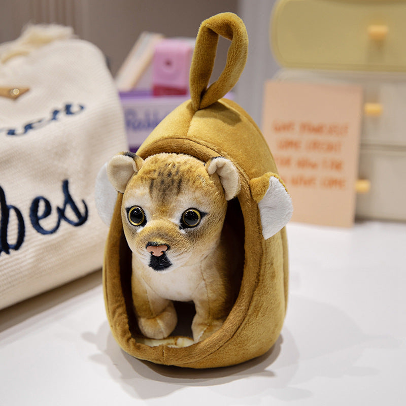 Plüsch Tiger Peekaboo Nest Komforter Spielzeug mit Kapuzen-Tasche und abnehmbarem Cub Brehn