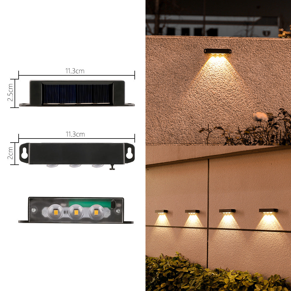 Kompakte Solar-Motion-Sensor-LED-Wandlampe für Außenstufen und Zäune Brehn