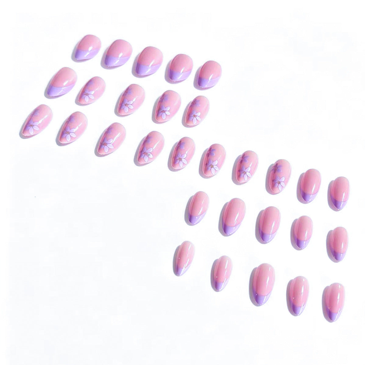 Künstlerische floral verzierte Press-On Nail Tips Brehn