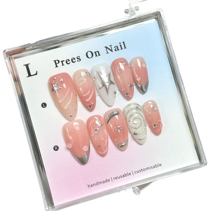 Künstlerisches Press-On-Nagelset mit anpassbarem Design