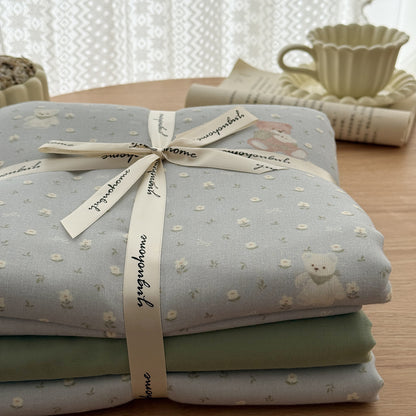 Blumenmuster Baumwolle-Leinen Bettbezug Geschenkset mit wendbarem Finish und tiefen Eckbändern